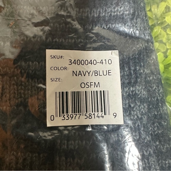 NWT Muk Luks Men’s Cozy Knit Thermal Lined Knit Navy Blue Gloves - One Size - Picture 4 of 5